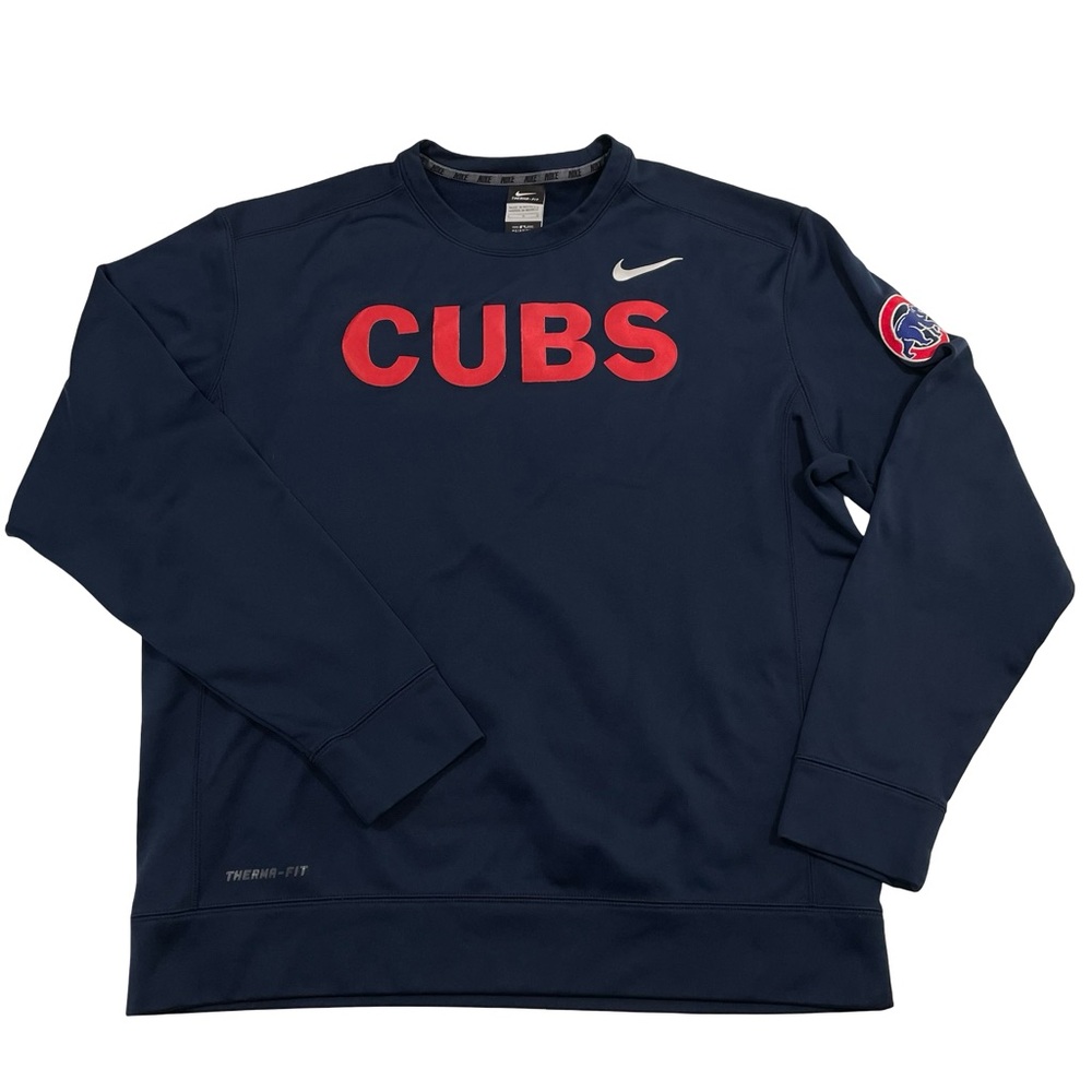Nike Chicago Cubs Size L Therma-Fit Navy-Blue Lightweight Sweater (Retail $60)